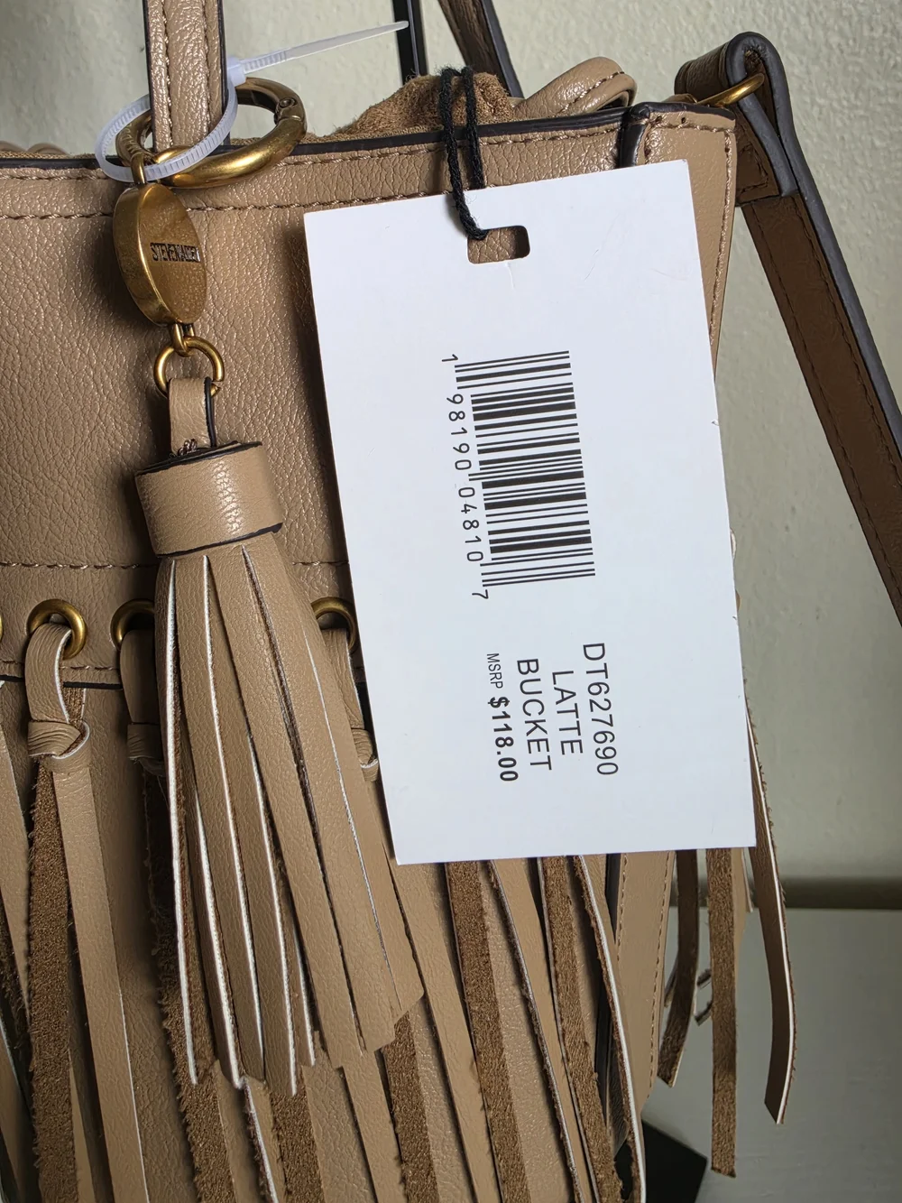 Steve Madden Latte Fringe Bucket Bag Crossbody NWT